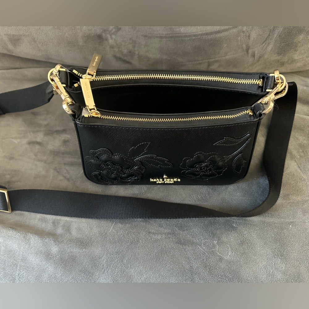 Kate Spade Black Crossbody Bag with Gold Accents - Picture 4 of 12